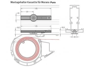 Montagehalter Kassette für Murano Puro - für Lewens Portofino Unterglasmarkise