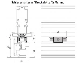 Druckplatte inkl. Schienenhalter für Morano - für Lewens Portofino Unterglasmarkise