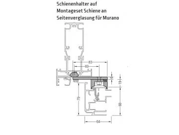Montageset Schiene an Seitenverglasung für Murano - für Lewens Portofino Unterglasmarkise 