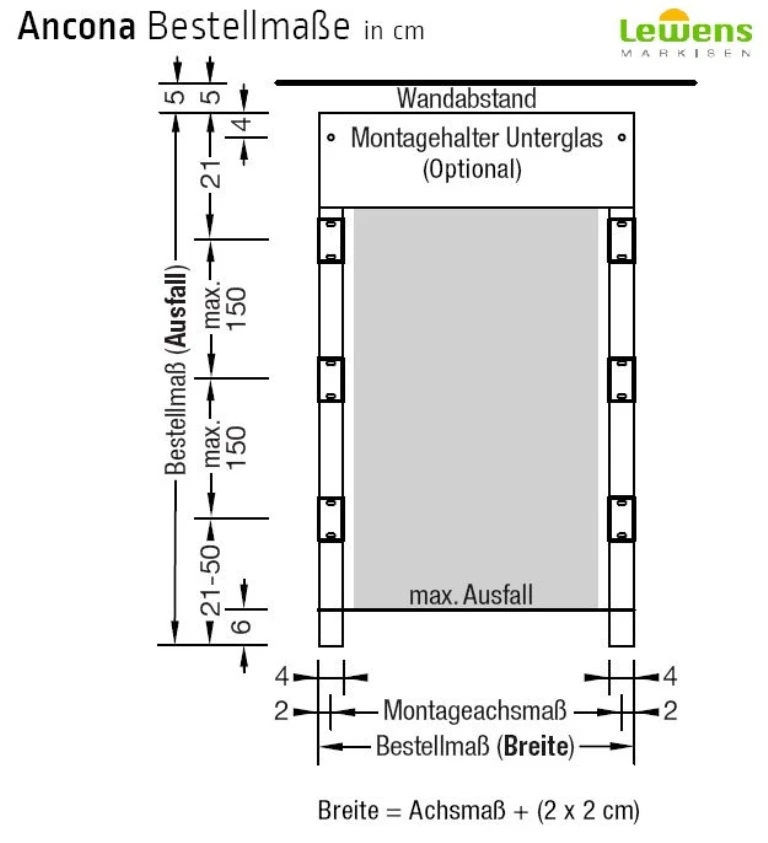 Schienenhalter - für Lewens Anconan Unterglasmarkise 