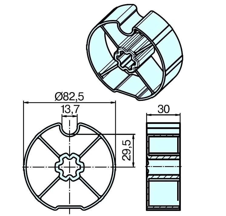 Adapterset für Nutwelle DW85N für Rohrmotoren Becker Baureihe L Serie 