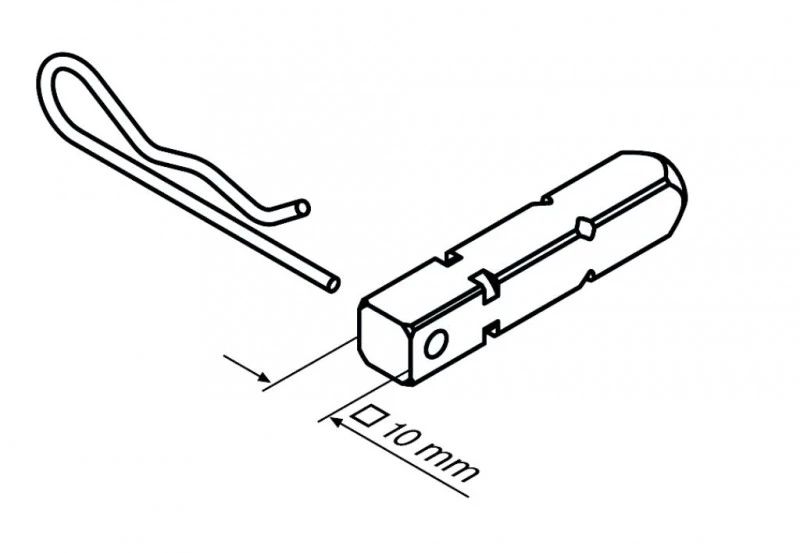 Anschlussteil - Steckzapfen-R 2/10 4-Kant, 10 mm  für Becker Rohrantriebe R7 bis  R40