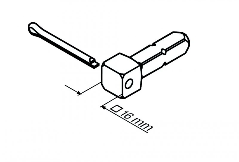 Anschlussteil - Steckzapfen-R 4/16 4-Kant, 16 mm für Becker Rohrantriebe R7 bis R40