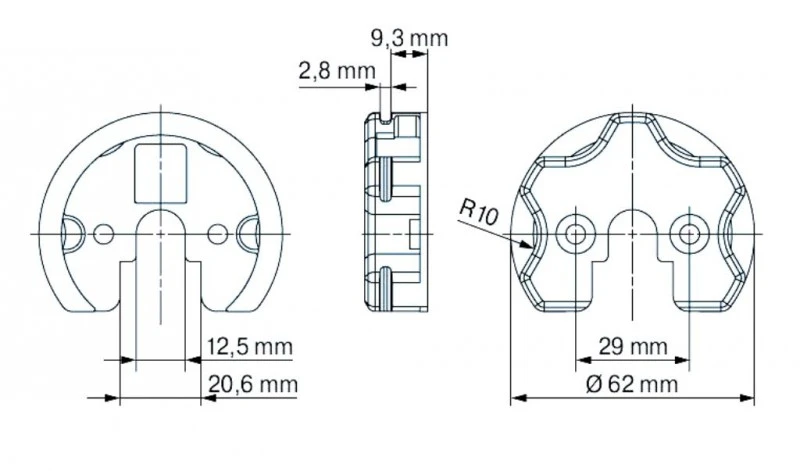 Anschlussteil - Sternadapter ohne Befestigungsmaterial aus Kunststoff - für Becker Rohrmotoren R7 bis R40