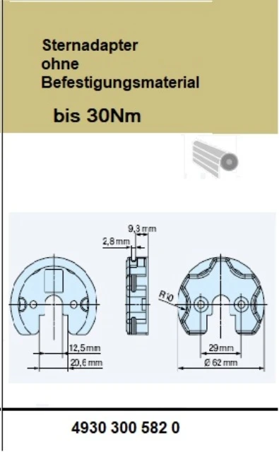 Anschlussteil - Sternadapter ohne Befestigungsmaterial aus Kunststoff - für Becker Rohrmotoren R7 bis R40