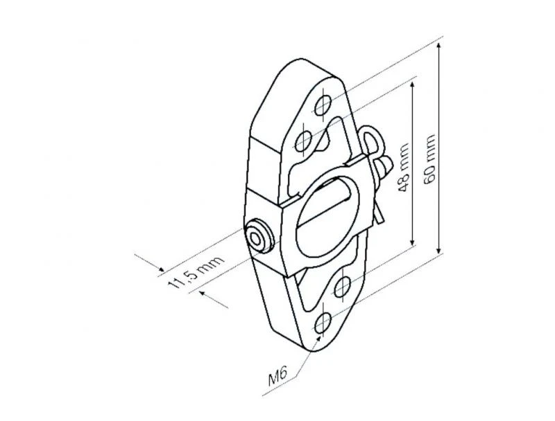 Markisenhalter M6 ohne Zentrierrand für Steckzapfen 3/20  für Becker Rohrmotoren  Baureihe R7 – R50 bis 40Nm