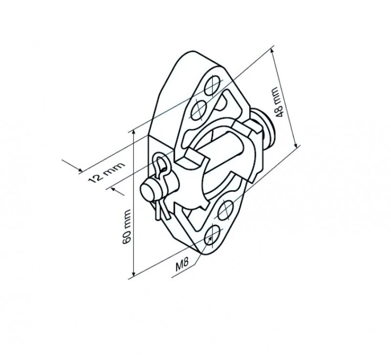 Markisenhalter M8 mit Zentrierrand für Steckzapfen 3/25 für Becker Rohrantriebe L44 – L80 bis 80Nm