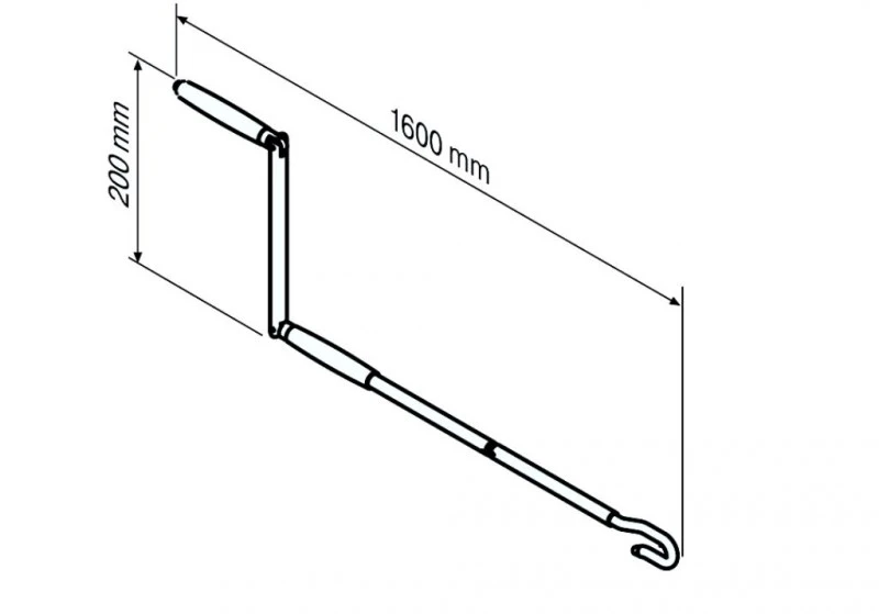 Gelenkkurbel lang Abnehmbar L=1600mm mit Kurbelhaken für Antriebe mit Handkurbelanschluss