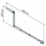 Gelenkkurbel kurz Abnehmbar  L=660mm mit Kurbelhaken für Rohrantriebe mit Handkurbelanschluss