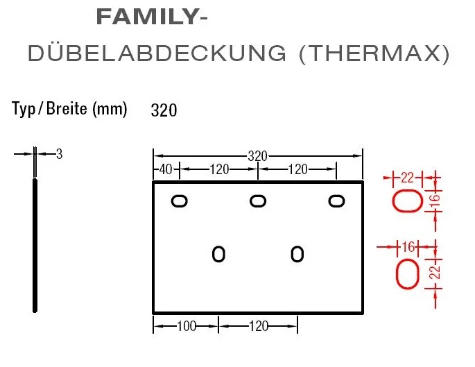 Dübelabdeckung-Thermax für Lewens  FAMILY Markisen