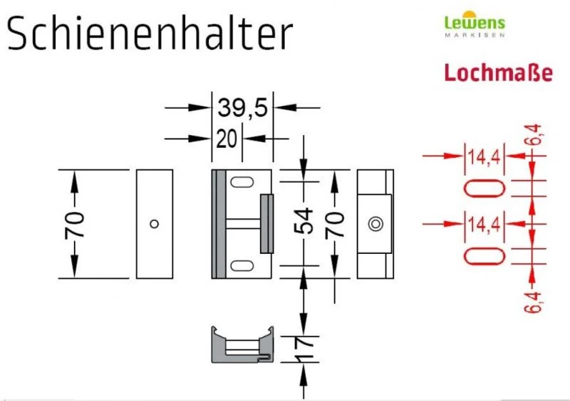 Seitenbefestigung Mit Schienenhalter für Lewens Capri Aufdachmarkise und Pergola Markise als Zubehör