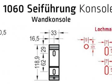 Wandkonsole, Wandhalterhalter für Lewens Micro 1060 Seilführung Senkrechtmarkisen 