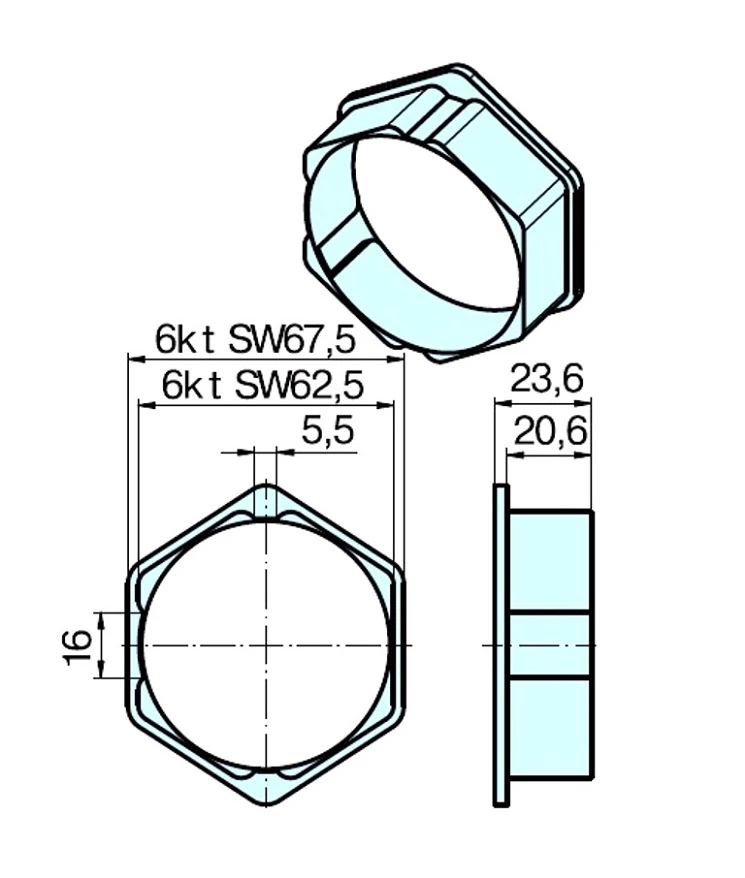 Adapter-Set  B75 für Sechskantwelle für Rohrmotore Becker Baureihe L