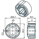 Adapter für Rundrohr 38 x 1 / 40 x 2 , für Rohrmotore Becker Baureihe P Serie