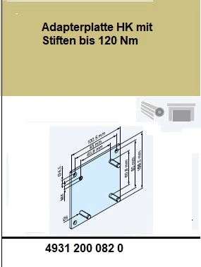 Adapterplatte HK mit Stiften bis 120 Nm für Rohrantriebe mit Handkurbelanschluss