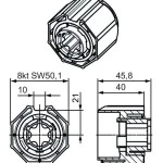 Adapterset für Achtkatwelle O-S50 ,für Rohrmotoren Becker Baureihe P und R Serie  mit Hinderniserkennung