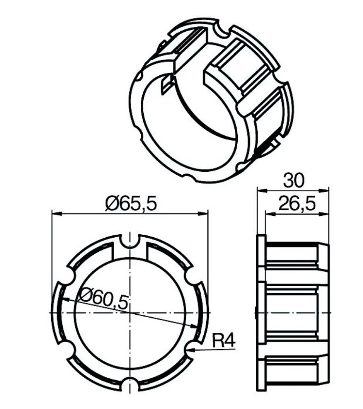 Adapterset für Nutwelle 63NK bis 25 Nm für Rohrmotoren Becker Baureihe R Serie