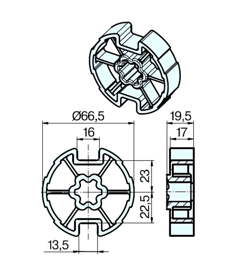 Adapterset für Nutwelle DW70N für Rohrmotoren Becker Baureihe R Serie