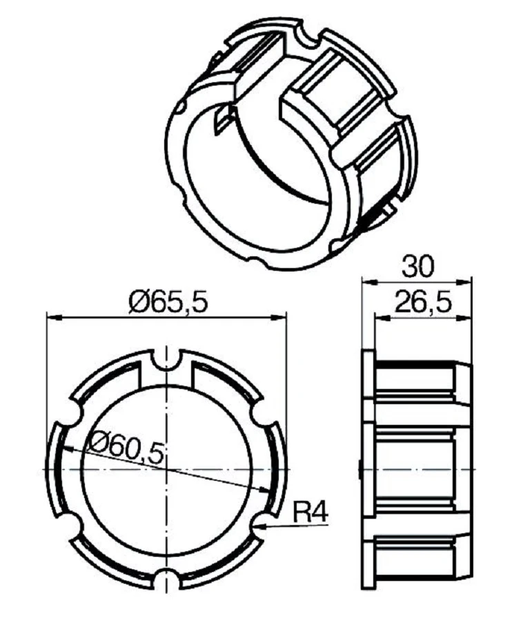 Adapterset für Nutwelle O-63N 14,0mm ,für Rohrmotoren Becker Baureihe P und R Serie mit Hinderniserkennung