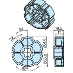 Adapterset für Profilwelle E65,für Rohrmotoren Becker Baureihe P und R Serie