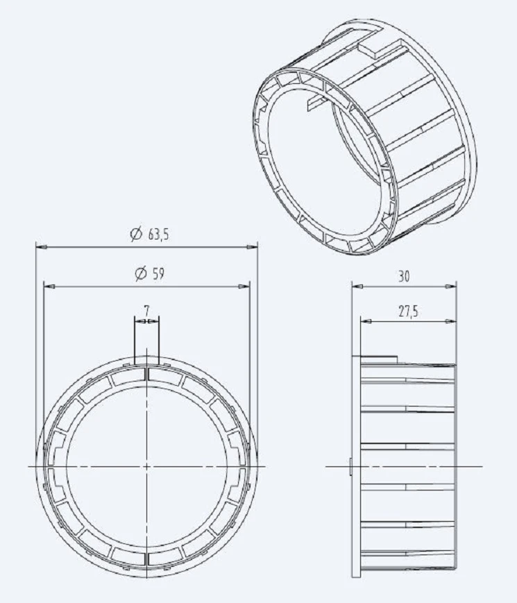 Adapterset für Rundrohr 63 x 1.5 , für Rohrmotoren Becker Baureihe P und R Serie 