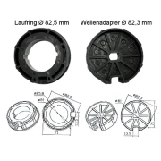 WTS - Adapterset DM-A85R : 85 mm Rundwelle mit Nut für alle Rohrmotoren  Ø 45 mm  Serie